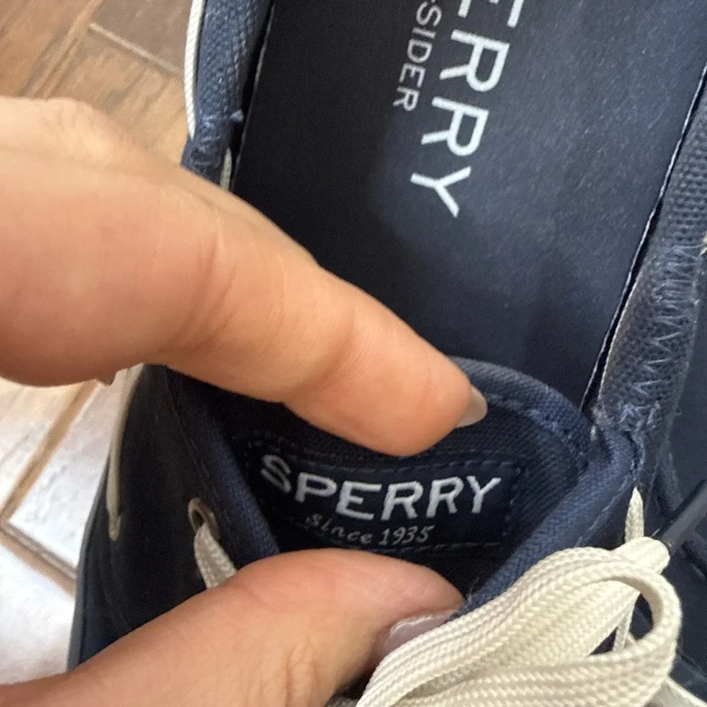 Sperry Top-Sider Canvas Boat Shoes Men's 8.5 Navy Deck Loafers Lace Up Nautical